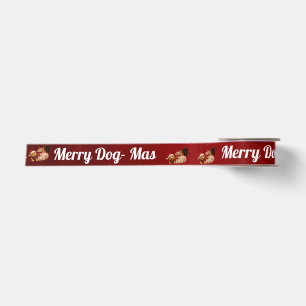Fröhlicher Hund -Mas Crimson Weihnachtshund Liebha Satinband