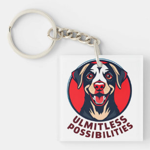 Fröhlicher Hund mit aufmunterndem inspirierenden T Schlüsselanhänger