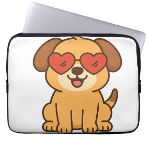 Fröhlicher Hund mit Herz-Sonnenbrille, Pet Lover D Laptopschutzhülle