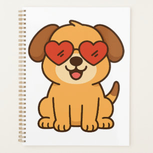Fröhlicher Hund mit Herz-Sonnenbrille, Pet Lover D Planer