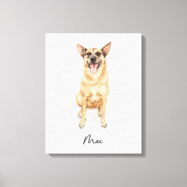 Fröhlicher Hund namens Max Leinwanddruck (Vorderseite)