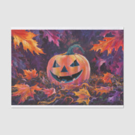 Fröhlicher Jack-Olantern, Herbstlaube und Wald Seidenpapier