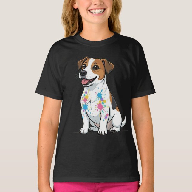 Fröhlicher Jack Russell Spritzspaß T-Shirt (Vorderseite)