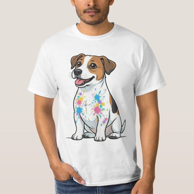 Fröhlicher Jack Russell Spritzspaß T-Shirt (Vorderseite)