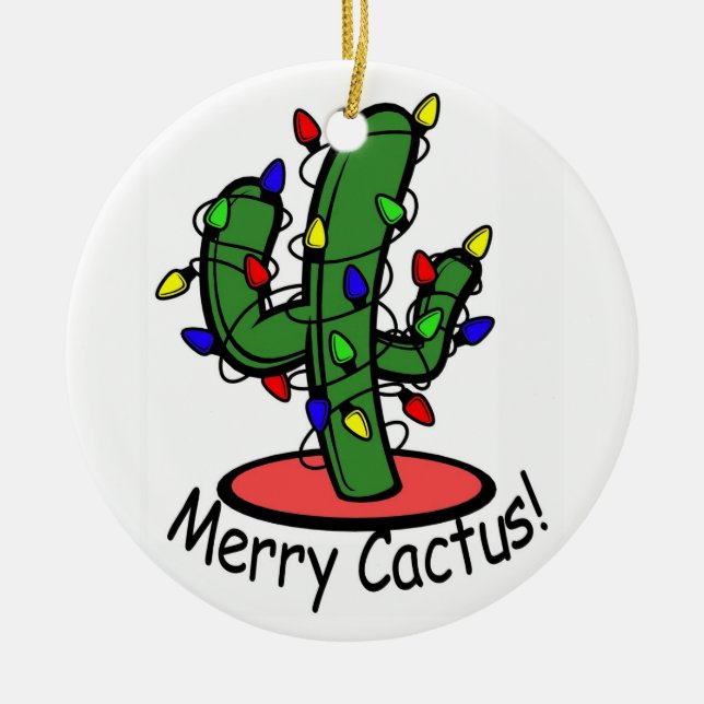 Fröhlicher Kaktus Keramikornament (Vorne)