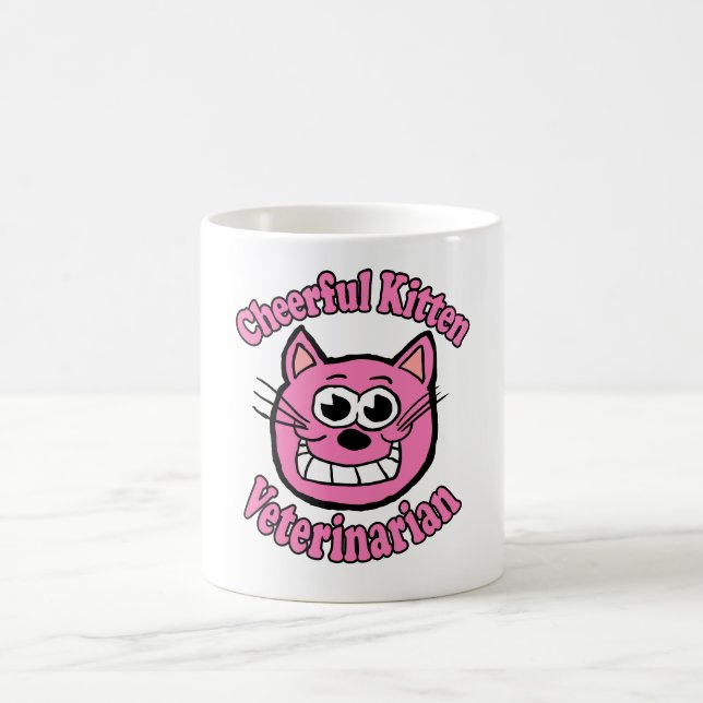 Fröhlicher Kätzchen Tierarzt Kaffeetasse (Mittel)
