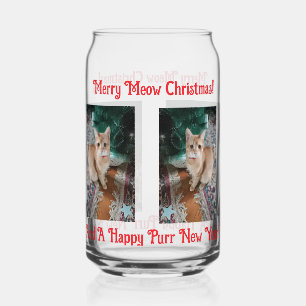 Fröhlicher Katzen-Weihnachts-Foto-Text anpassen Dosenglas