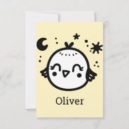 Fröhlicher Kick - Kawaii Bird Line Art" Dankeskarte