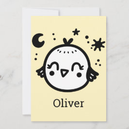 Fröhlicher Kick - Kawaii Bird Line Art" Einladung