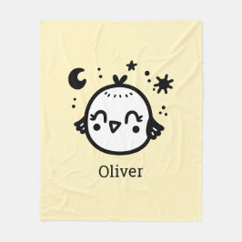 Fröhlicher Kick - Kawaii Bird Line Art" Fleecedecke