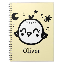 Fröhlicher Kick - Kawaii Bird Line Art" Notizblock