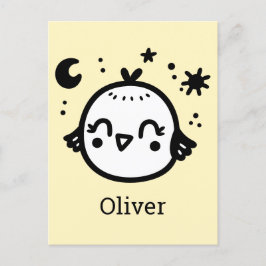 Fröhlicher Kick - Kawaii Bird Line Art" Postkarte