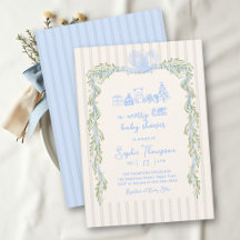 Fröhlicher Kleiner Blauer Grüner Baby Shower für J