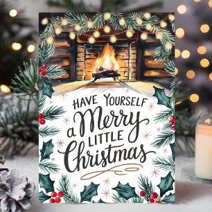 Fröhlicher kleiner Weihnachts-Kamin Feiertagskarte
