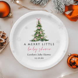 Fröhlicher kleiner Weihnachtsbaum-Baby-Party Pappteller