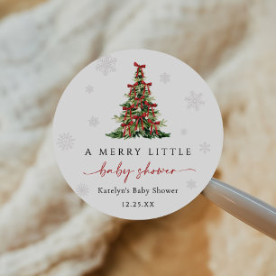 Fröhlicher Kleiner Weihnachtsbaum Baby Shower Runder Aufkleber