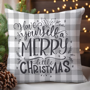 Fröhlicher kleiner Weihnachtsbüffelkariert Kissen