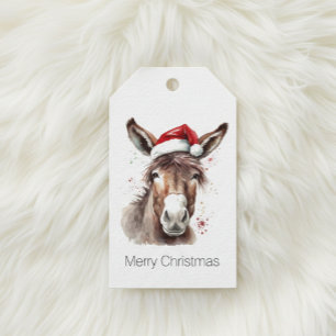 Fröhlicher kleiner Weihnachtsesel Geschenkanhänger