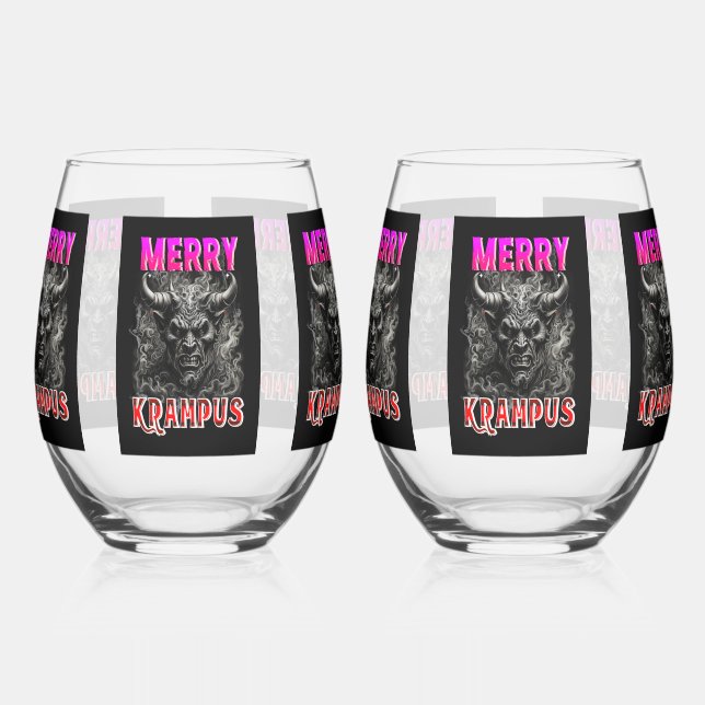 Fröhlicher Krampus Weinglas Ohne Stiel (Links)