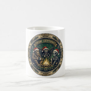 Fröhlicher Kryptiden-Weihnachts-Abzeichen-Kaffeeta Kaffeetasse