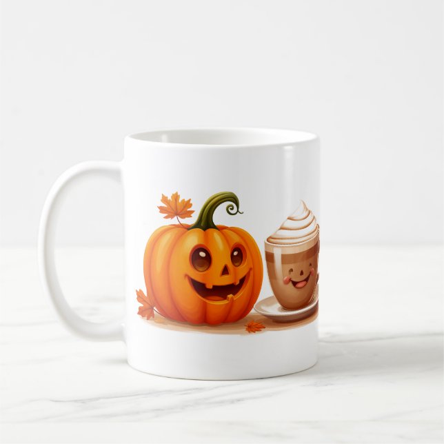 Fröhlicher Kürbis mit Kaffeetasse Herbst Comfort � (Links)