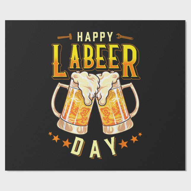 Fröhlicher Labeer-Tag Lustiger Labor Day Geschenkpapier (Flach)