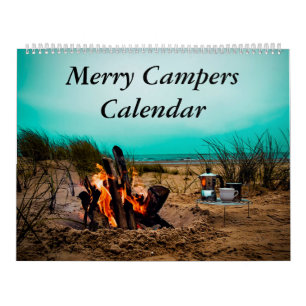 Fröhlicher Lagerbewohner-Campings-Foto-Kalender Kalender