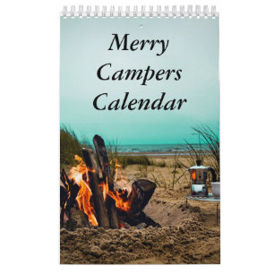 Fröhlicher Lagerbewohner-Campings-Foto-Kalender Kalender