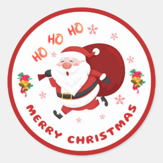 Fröhlicher Laufender Weihnachtsmann Frohe Weihnach Runder Aufkleber