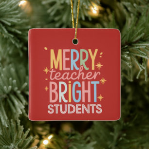 Fröhlicher Lehrer Strahlende Schüler Weihnachten L Keramikornament