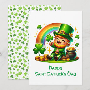 Fröhlicher Leprechaun: Saint Patrick's Day Festlic Feiertagskarte
