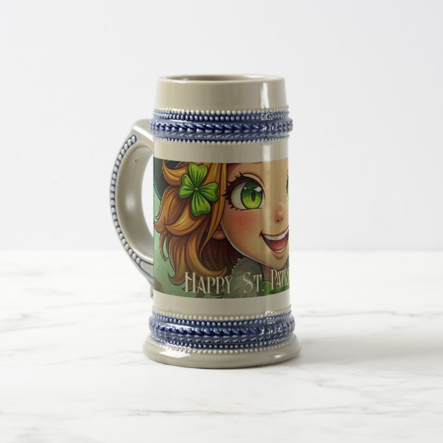 Fröhlicher Leprechaun - St. Patrick's Day Lucky Ch Bierglas (Vorderseite Links)