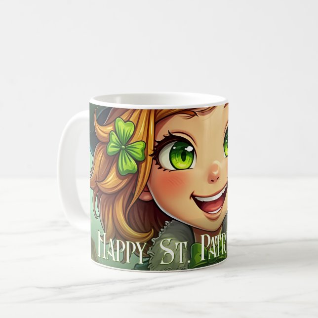 Fröhlicher Leprechaun - St. Patrick's Day Lucky Ch Kaffeetasse (Vorderseite Links)