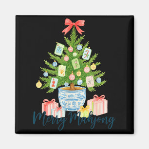 Fröhlicher Mahjong-Christbaum-Chinoiserie-Urlaub  Magnet
