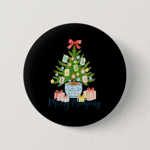 Fröhlicher Mahjong Weihnachtsbaum Chinoiserie Feie Button