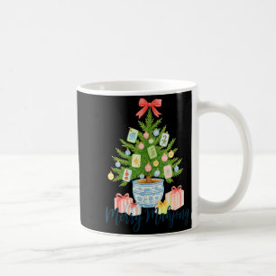 Fröhlicher Mahjong-Weihnachtsbaum Chinoiserie-Feie Kaffeetasse