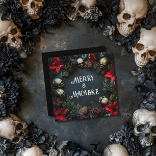Fröhlicher makabrer Totenkopfkranz Goth Weihnachte Feiertagskarte