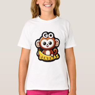 Fröhlicher Monkey Banana Fun Go Bananen! Aufkleber T-Shirt