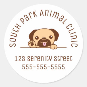 Fröhlicher Mops-Hund Peeking über dem benutzerdefi Runder Aufkleber