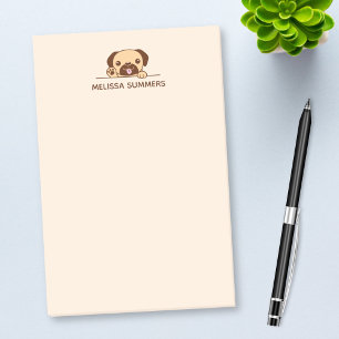 Fröhlicher Mops Hund Peeking über Individuelle N Post-it Klebezettel