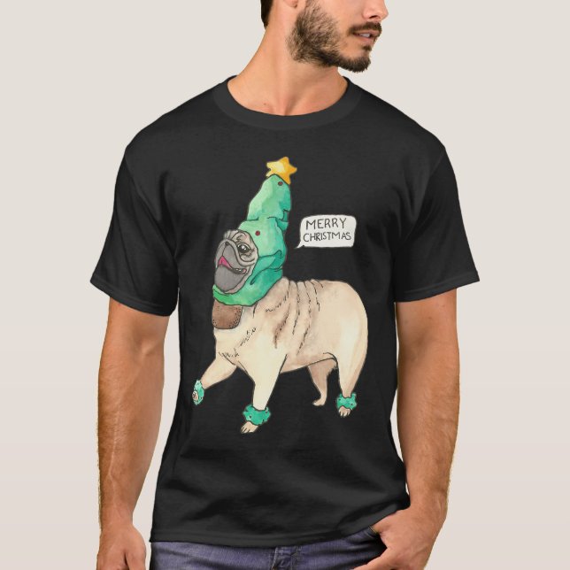 Fröhlicher Mops T-Shirt (Vorderseite)