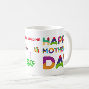 Fröhlicher Muttertag farbenfroh, anpassbar Kaffeetasse