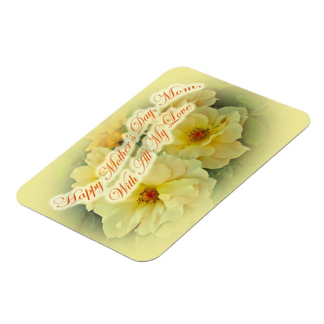 Fröhlicher Muttertag - Gelbe Rosen Magnet (Linke Seite)