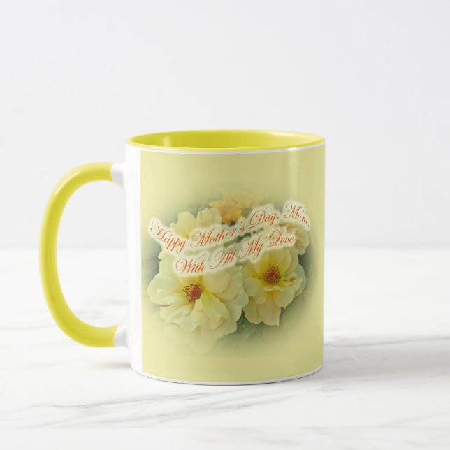 Fröhlicher Muttertag - Gelbe Rosen Tasse (Links)