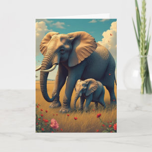 Fröhlicher Muttertag Mama und Baby Elephant Karte