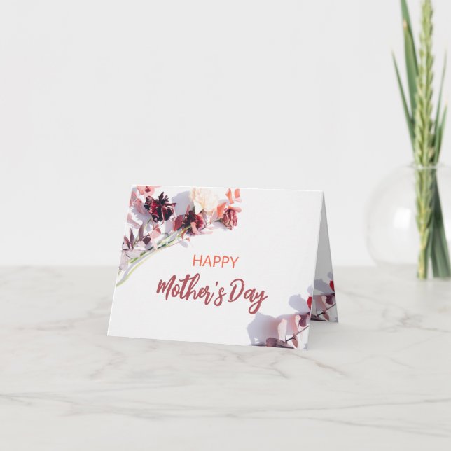 Fröhlicher Muttertag | Maroon Blume Karte (Vorderseite)