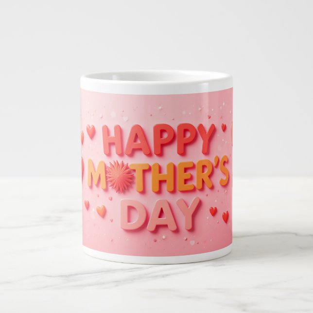 Fröhlicher Muttertag mit Herz Jumbo-Tasse (Vorderseite)