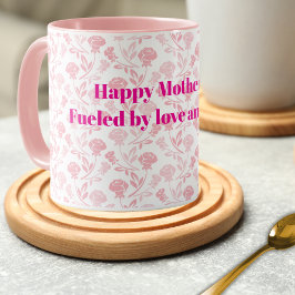 Fröhlicher Muttertag mit rosa Rosen Blumenmuster Tasse