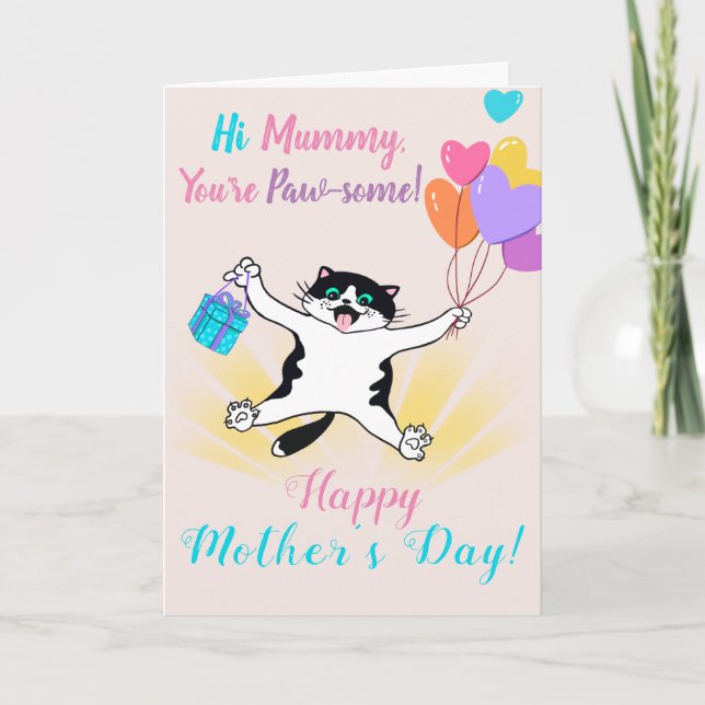 Fröhlicher Muttertag Niedlich Kitty Colorful Ballo Karte (Vorderseite)
