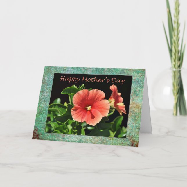 Fröhlicher Muttertag Peach Hibiskus Karte (Vorderseite)
